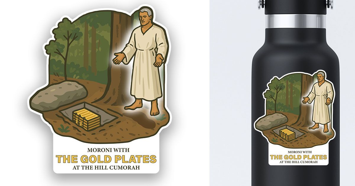 Moroni Sticker with the Gold Plates on the Hill Cumorah - Image 2