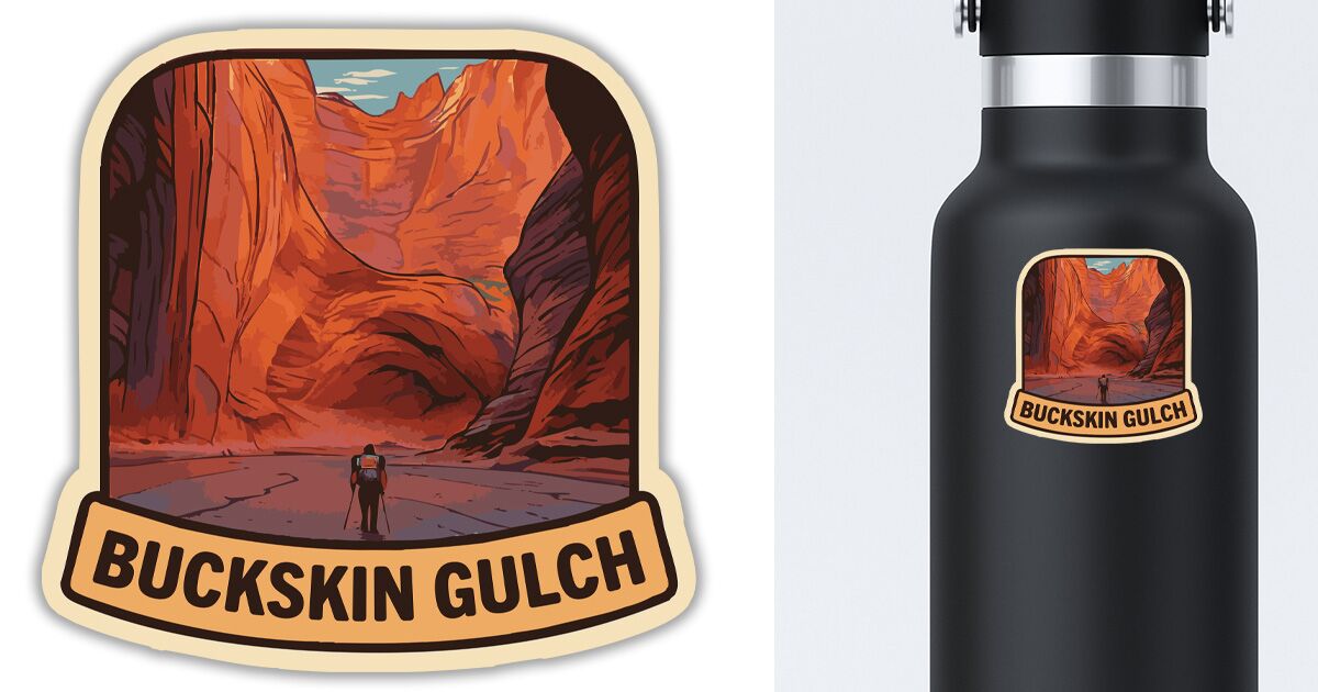 Buckskin Gulch sticker displayed on a water bottle