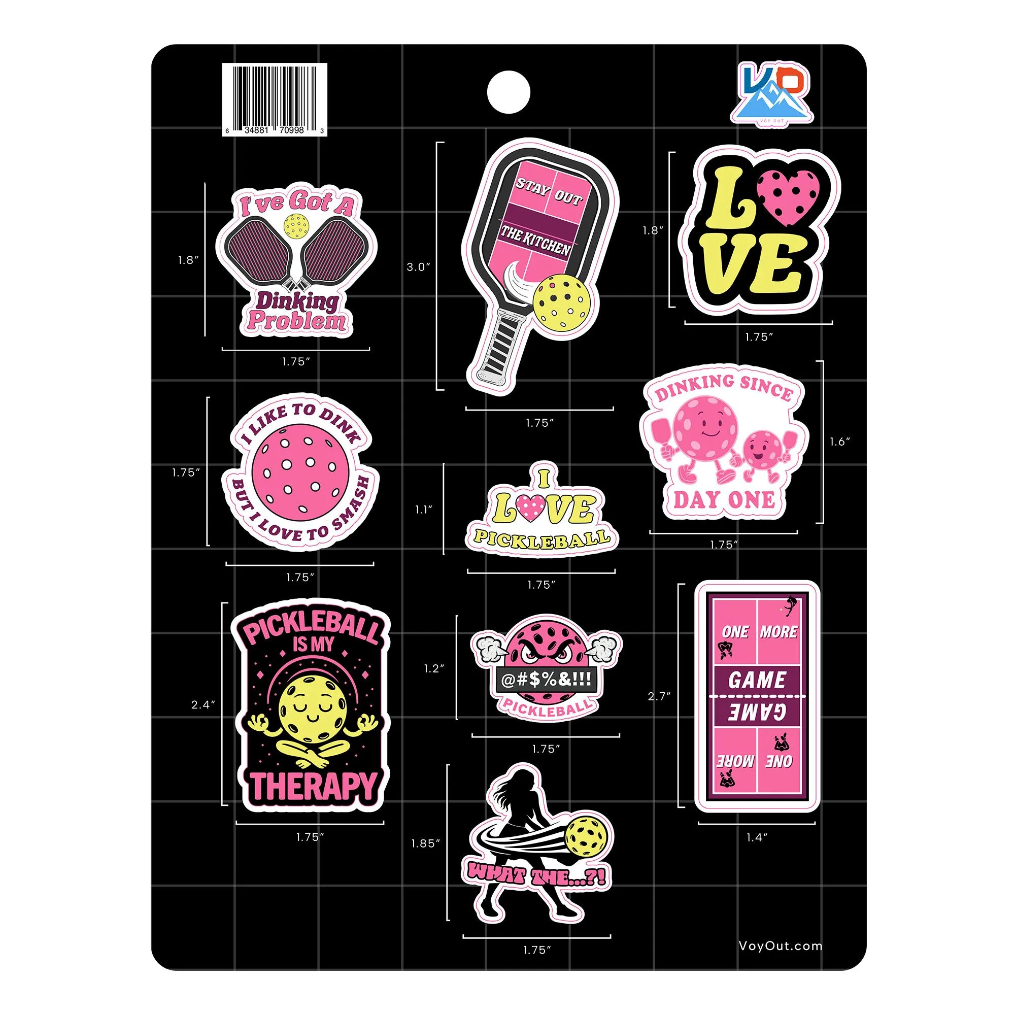 Funny Pickleball stickers sheet womens