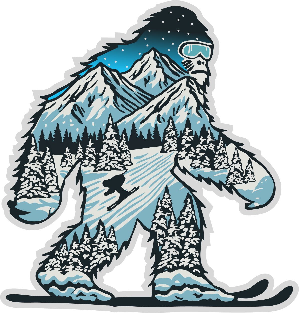 Sasquatch Sticker Skiing