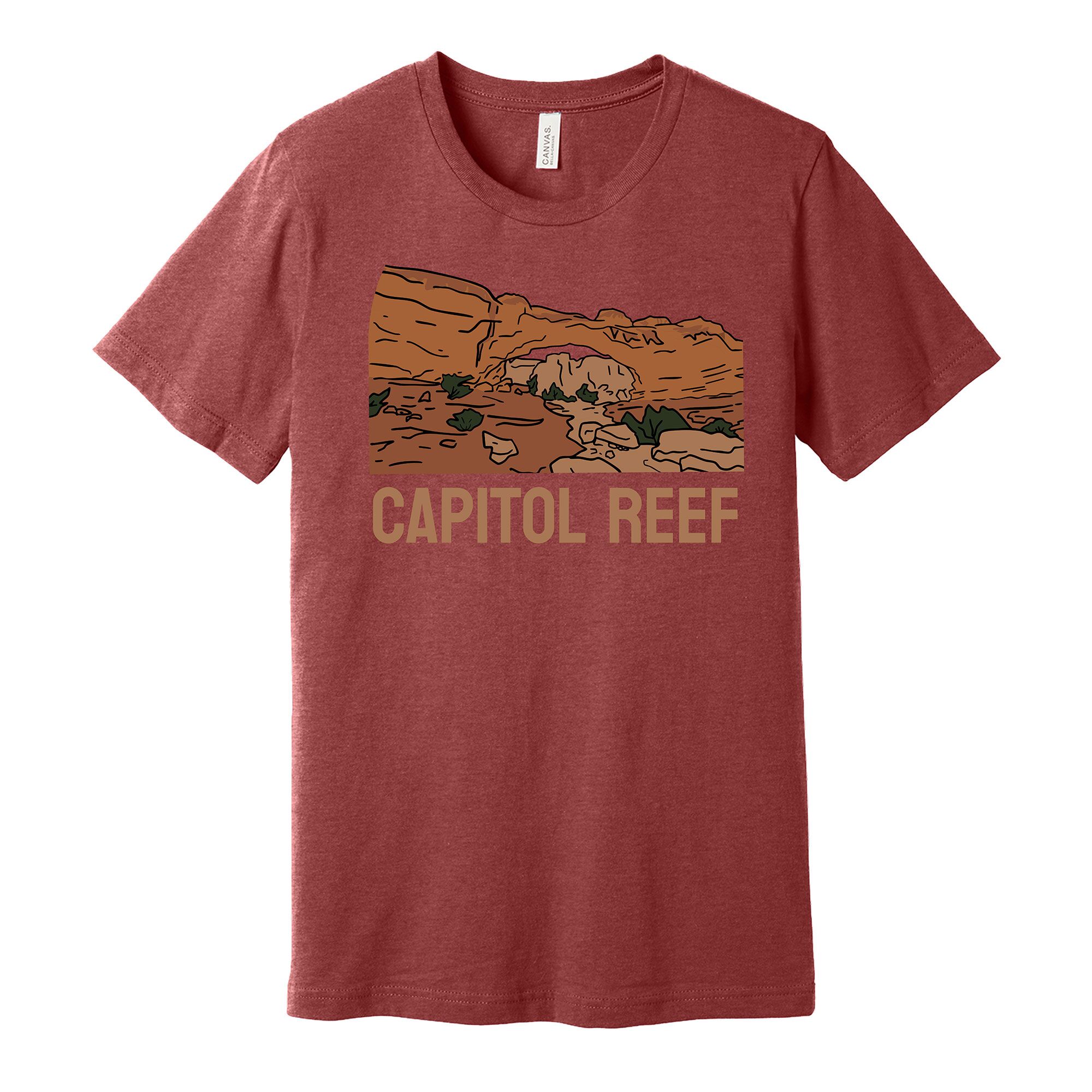 Capitol Reef National Park Shirt Hickman's Bridge Heather Canvas Red
