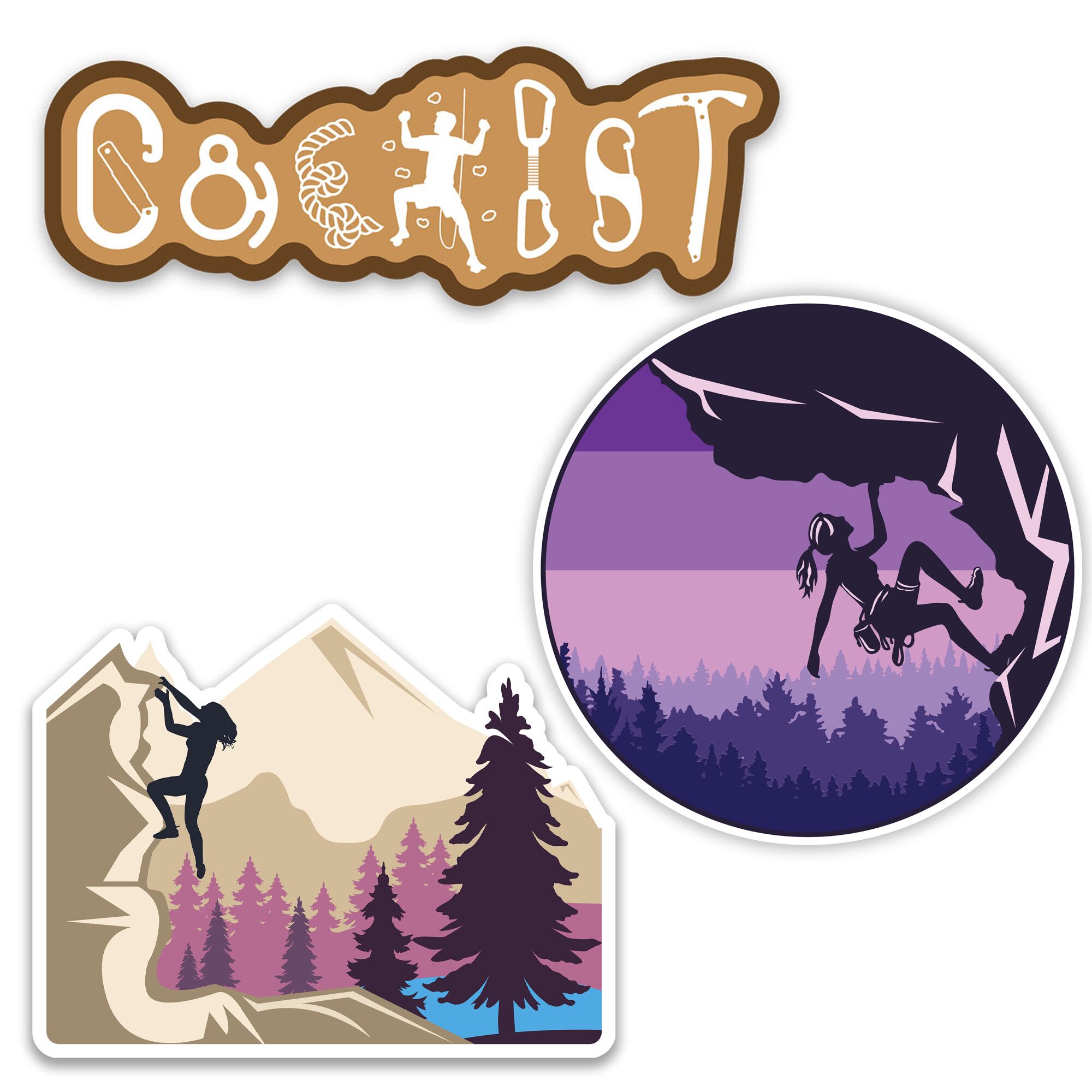 rock climbing stickers featuring female rock climbers