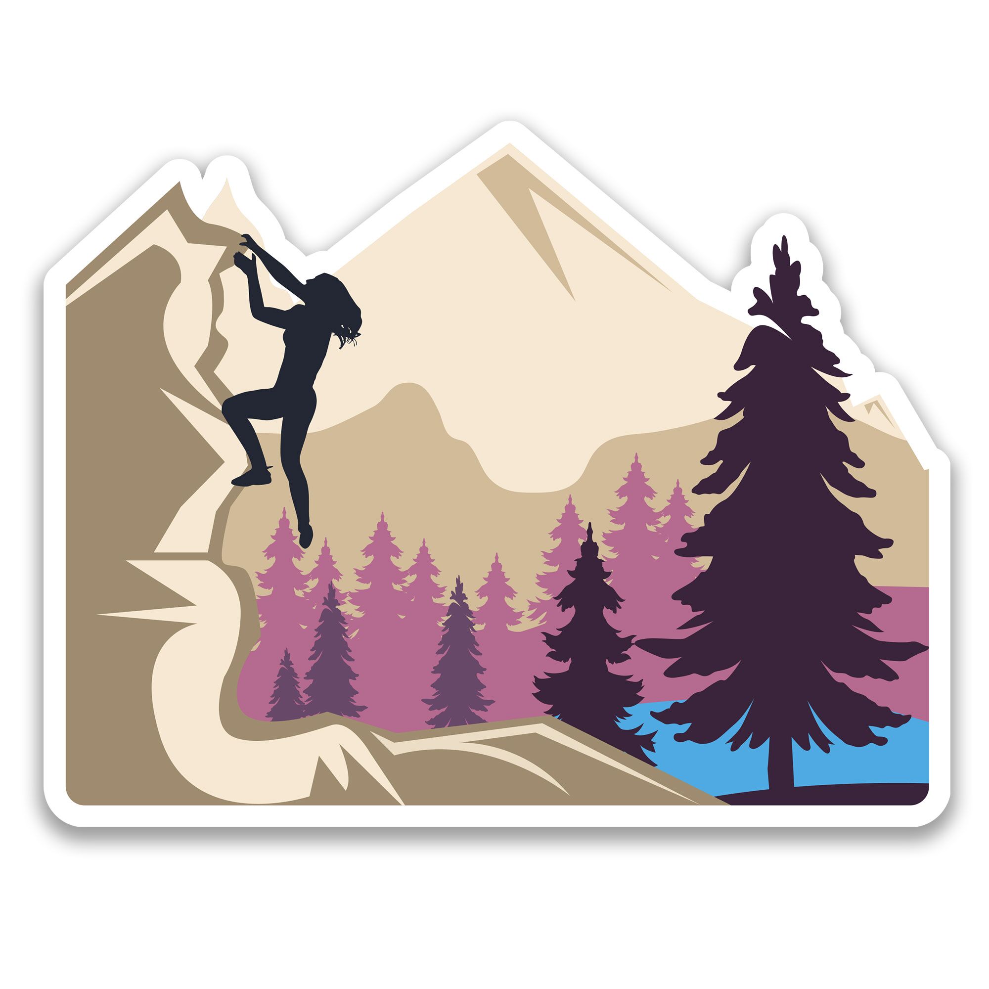 female rock climber sticker
