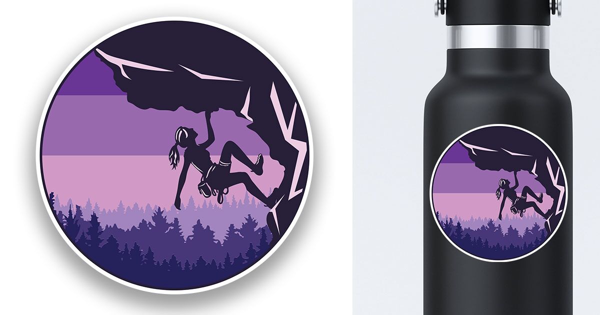 Rock climbing sticker female overhang preview