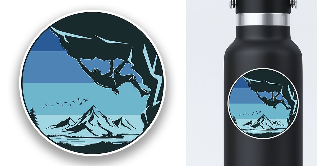Rock climbing sticker male overhang preview