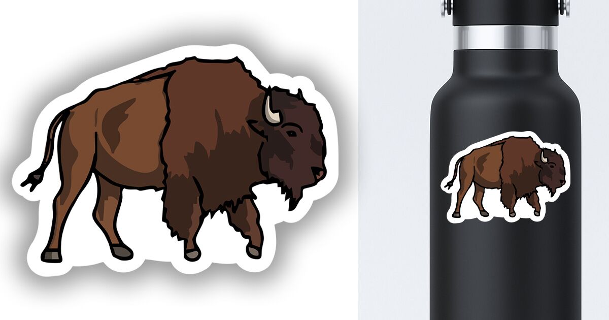 American Bison sticker adhered to a water bottle