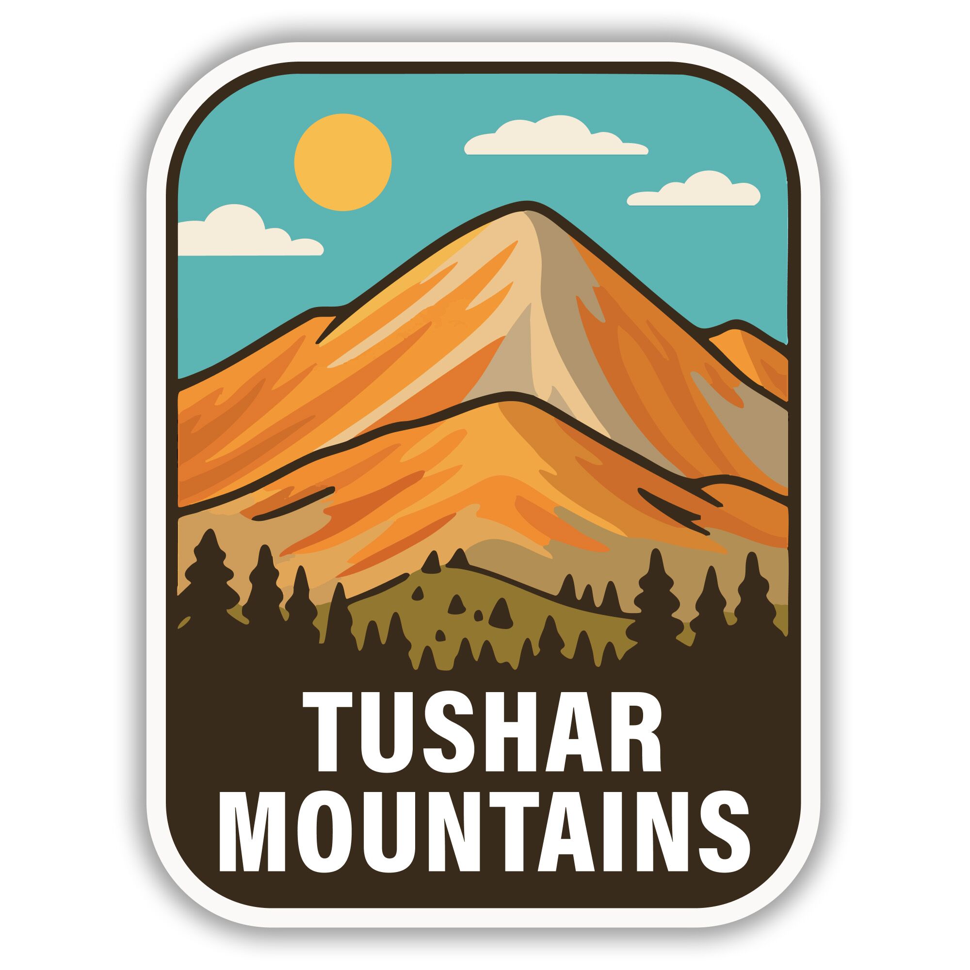 Tushar Mountains sticker featuring the view of a colorful mountain peak and forest