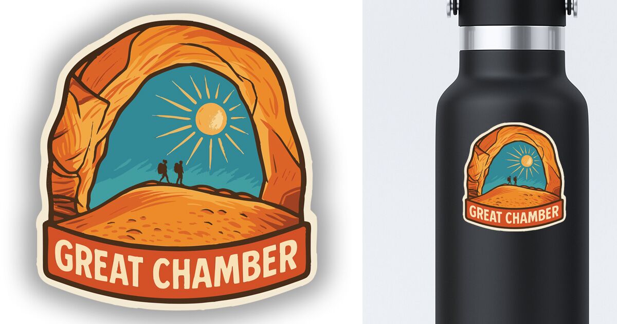 Great Chamber Sticker displayed on a water bottle
