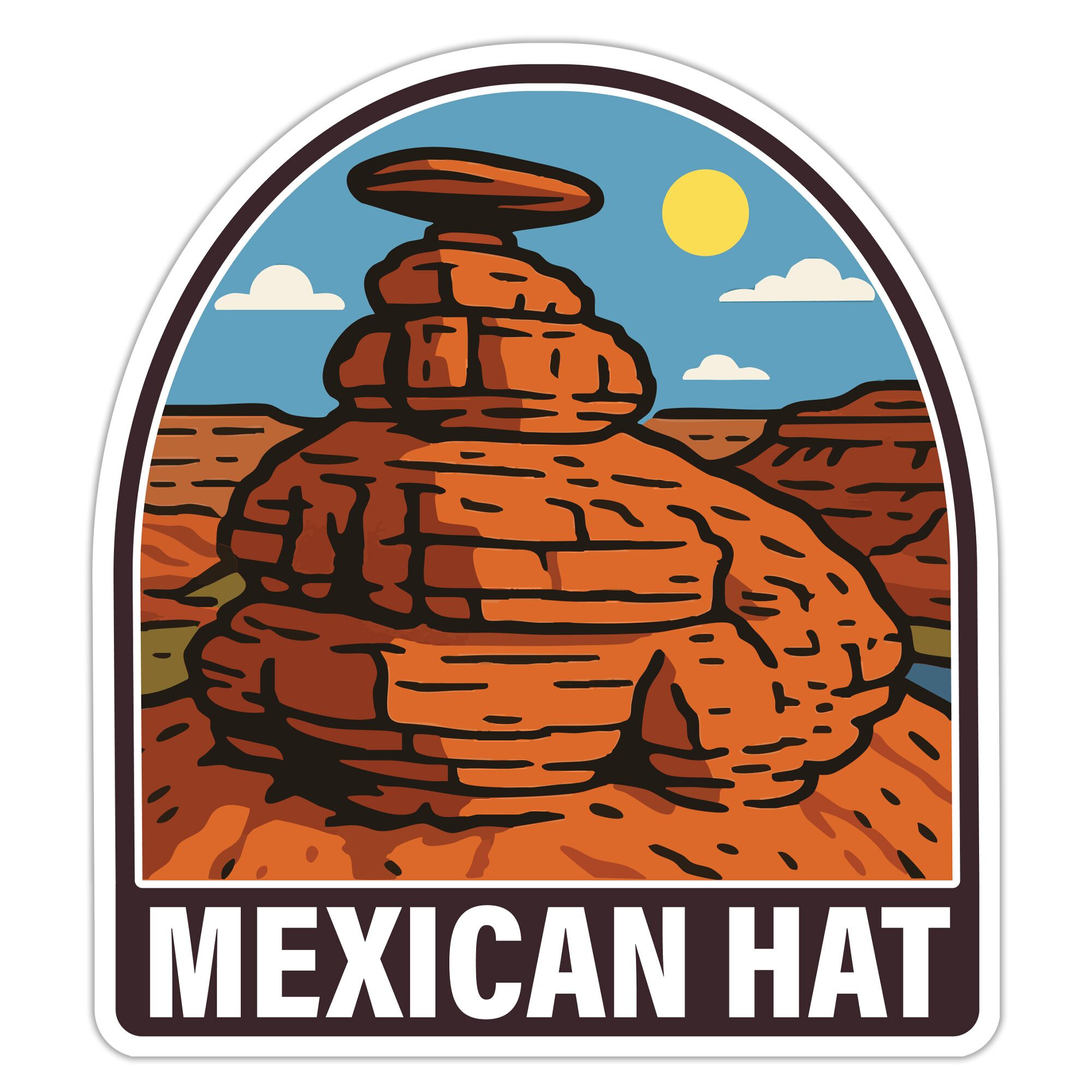 Sticker featuring the view from Mexican Hat