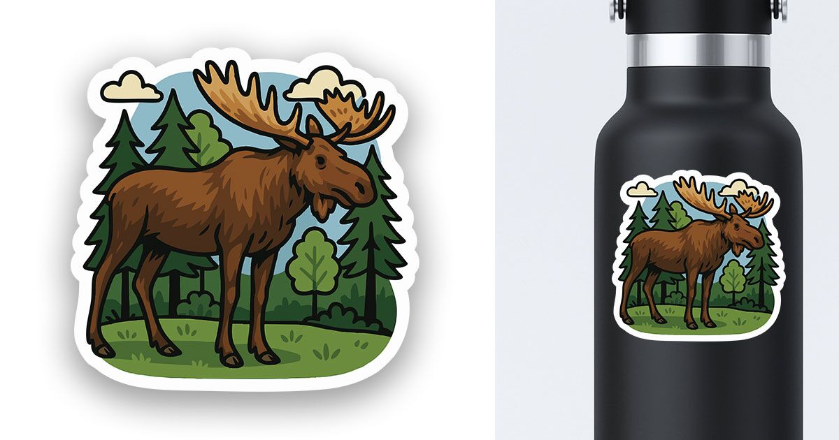 Moose Sticker in forest preview