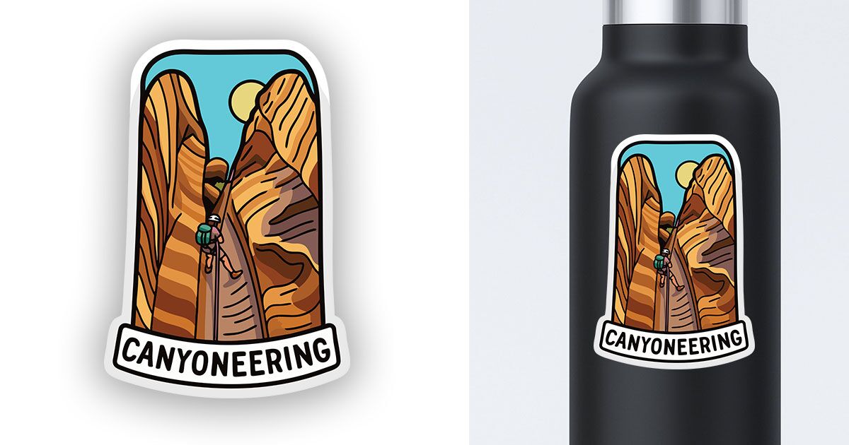 Canyoneering sticker rappelling in canyon preview