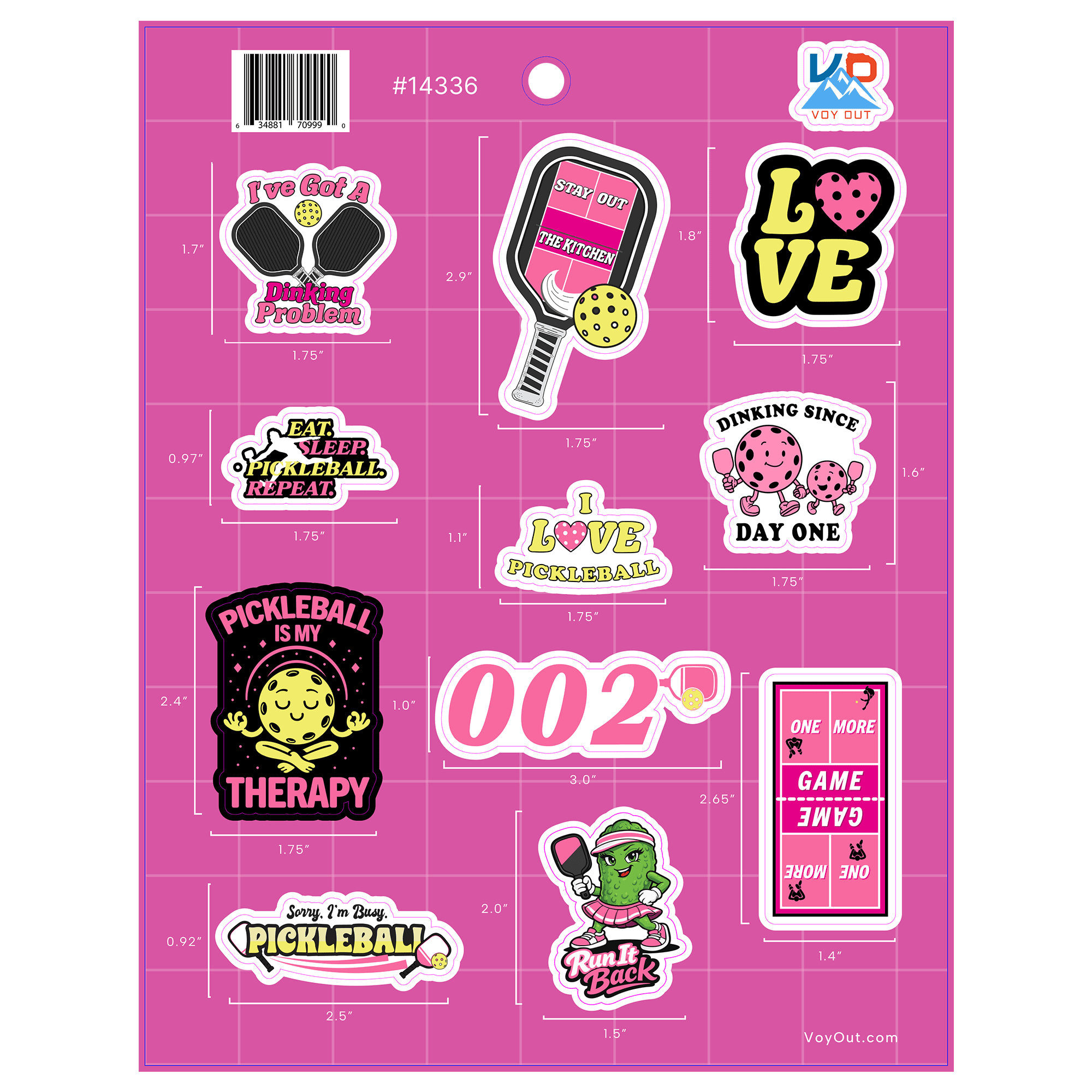 Pickleball Stickers Sheet for Women