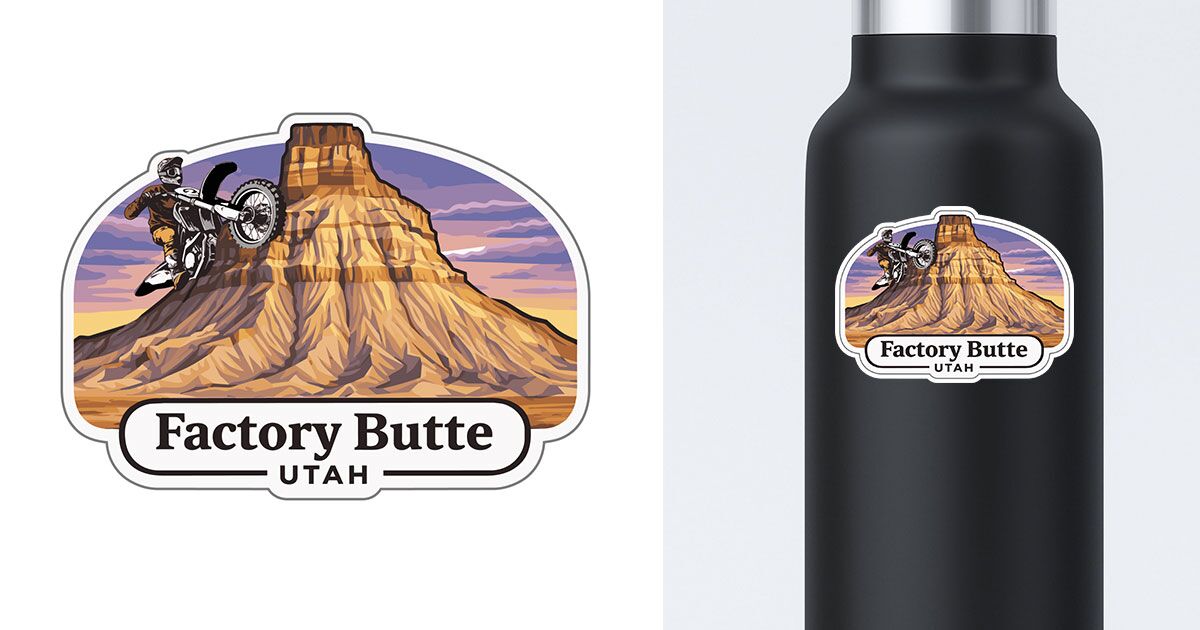 Factory Butte Utah Sticker with motorcycle preview