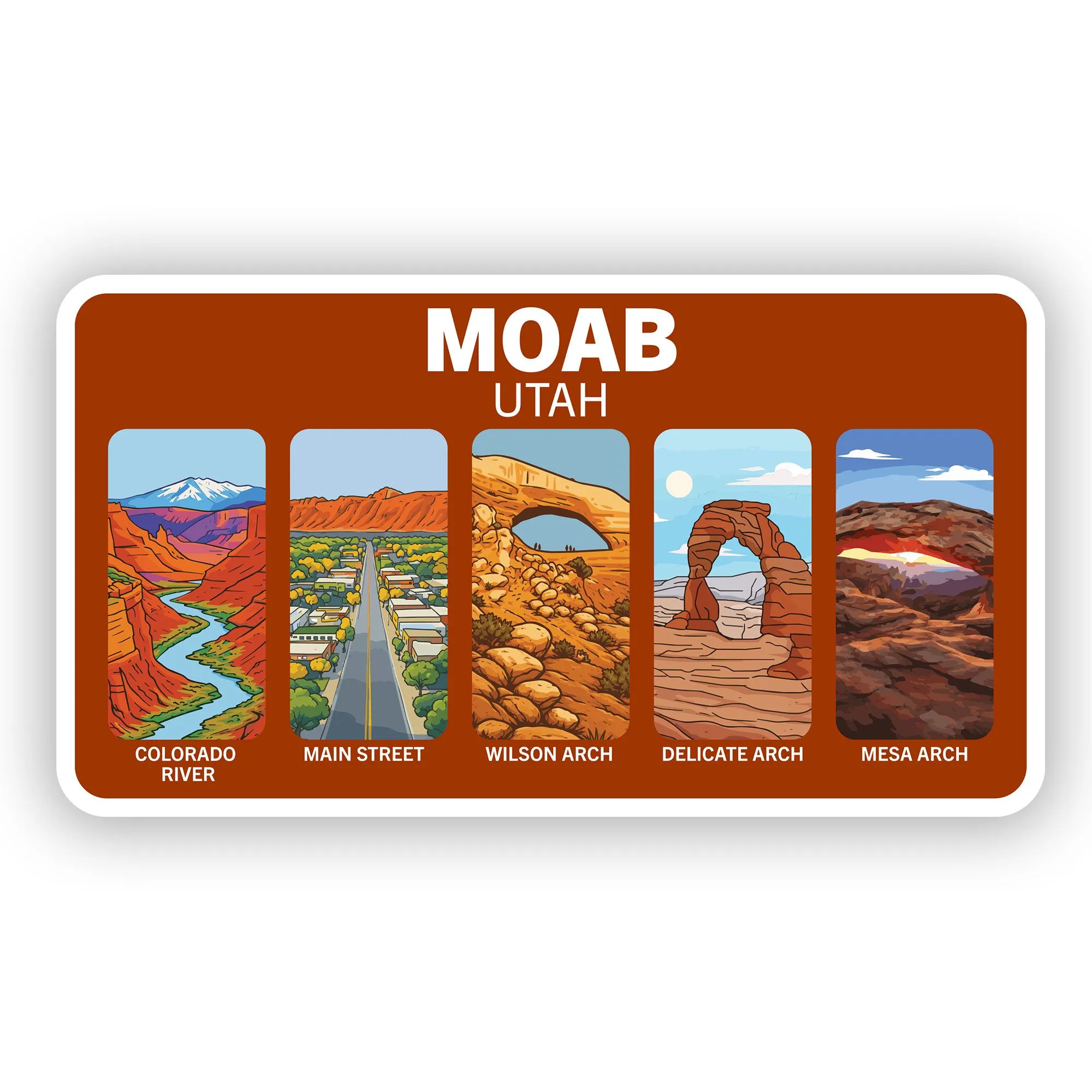 Moab Utah sticker with multiple locations