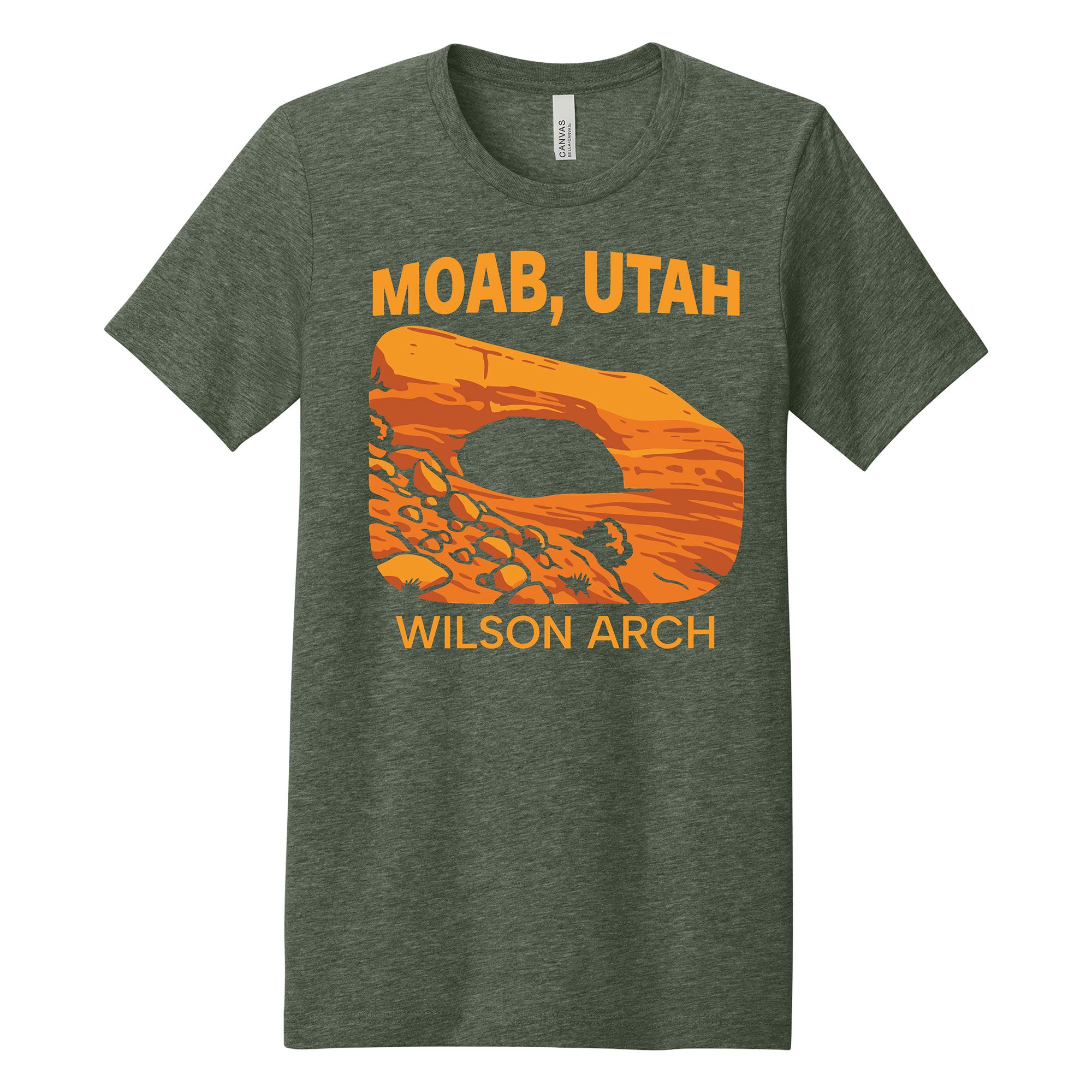 Moab Utah Shirt Wilson Arch Heather Military Green