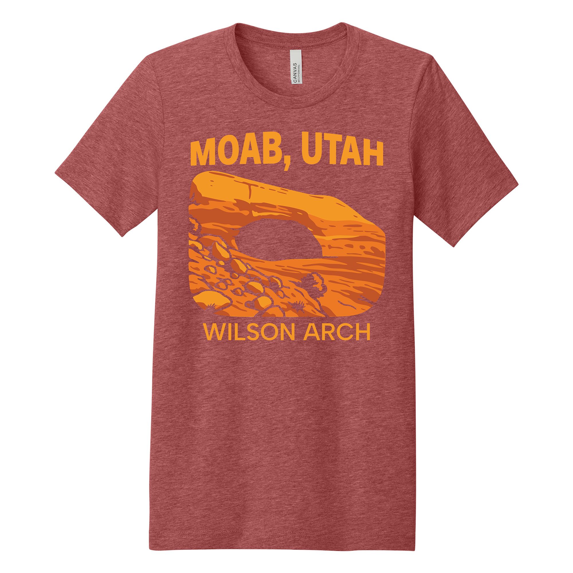 Moab Utah T shirt Wilson Arch Heather Red Canvas