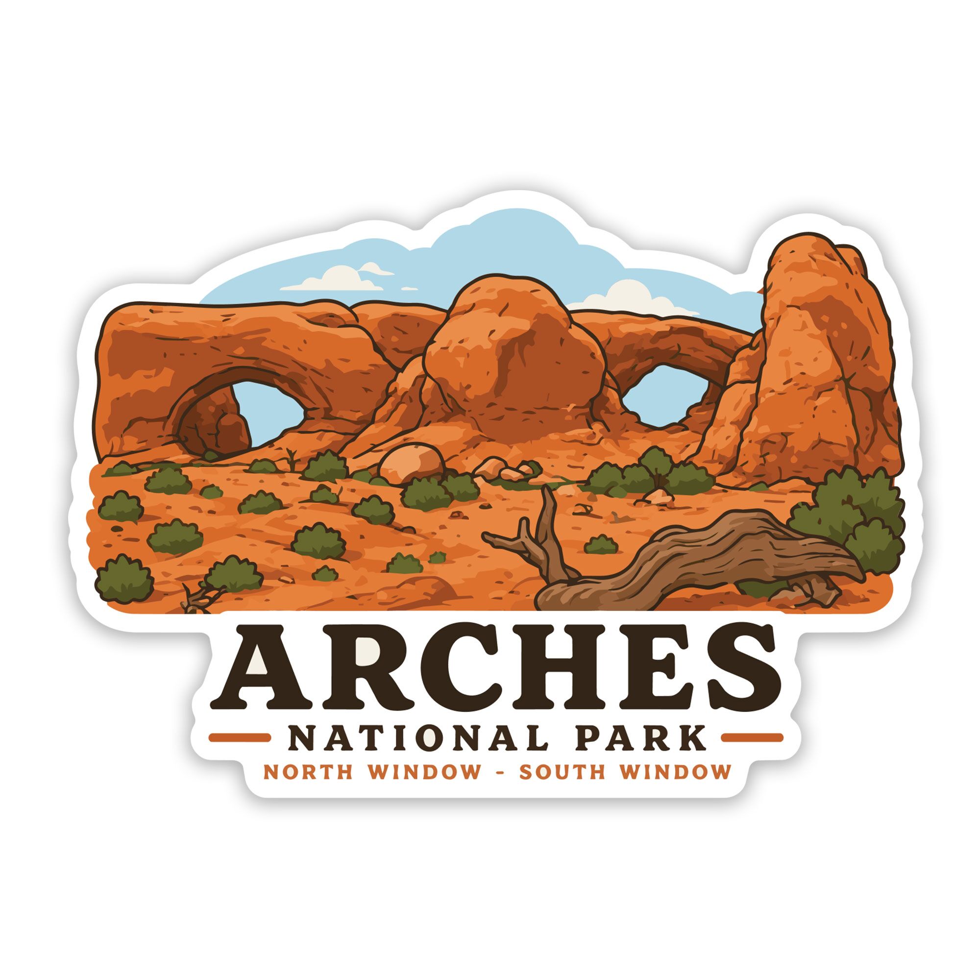 Arches National Park sticker featuring the windows