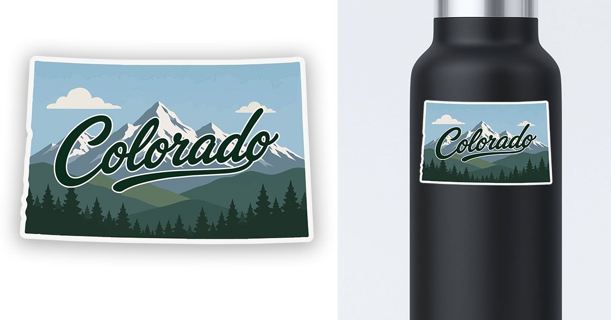 Colorado State Name Sticker with Mountains - Image 2