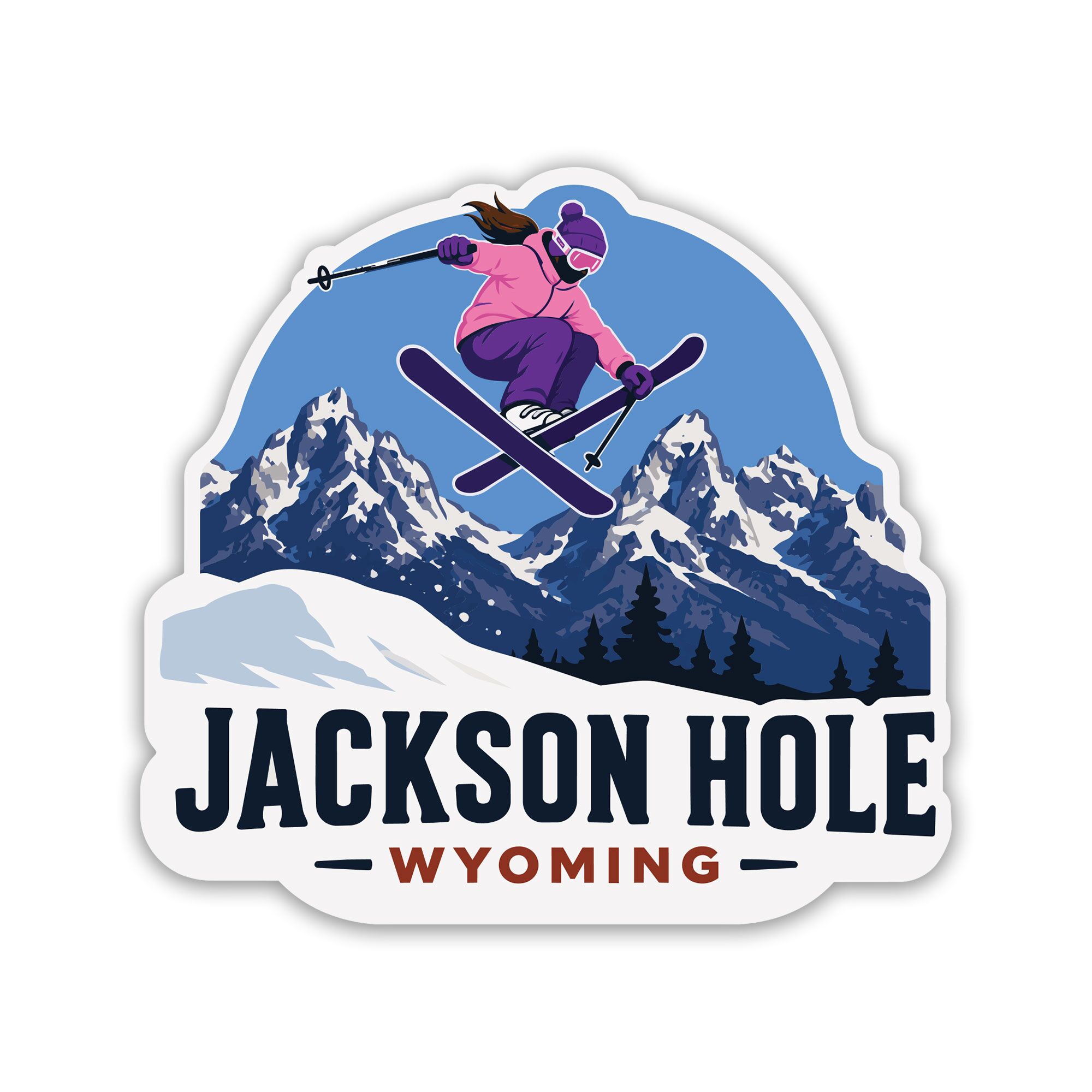 Jackson Hole Wyoming Sticker Girl Skier