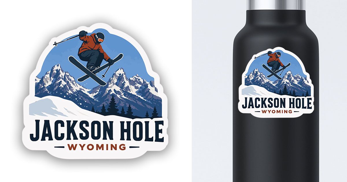 Jackson Hole Wyoming Sticker Skiing Preview