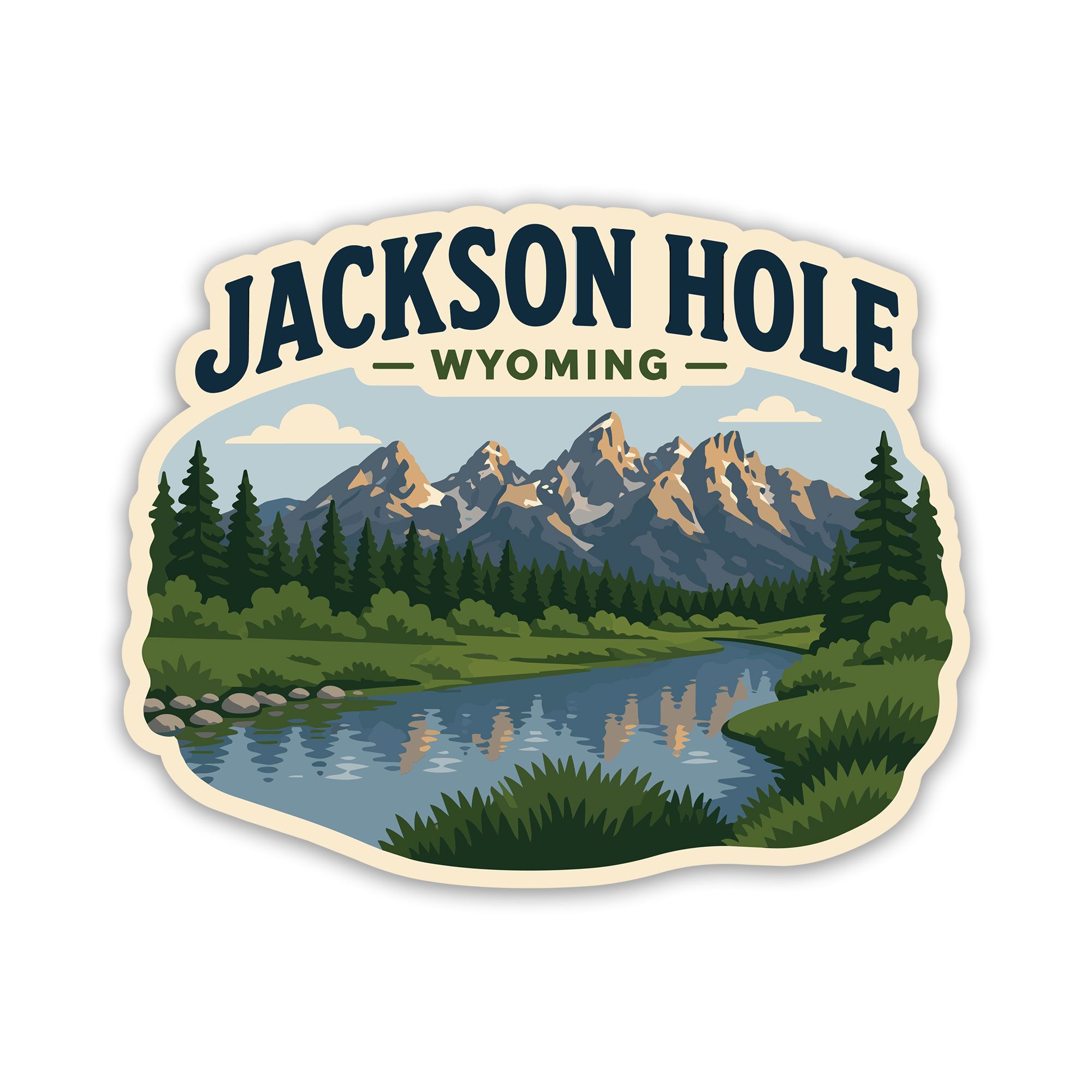 Jackson Hole Wyoming Sticker With River