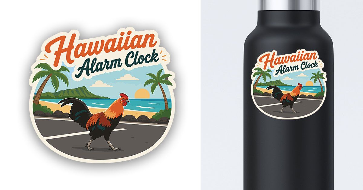 Hawaii Rooster Sticker Preview