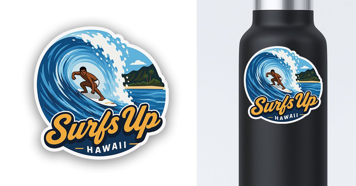 Hawaii sticker of Dude Surfing Preview