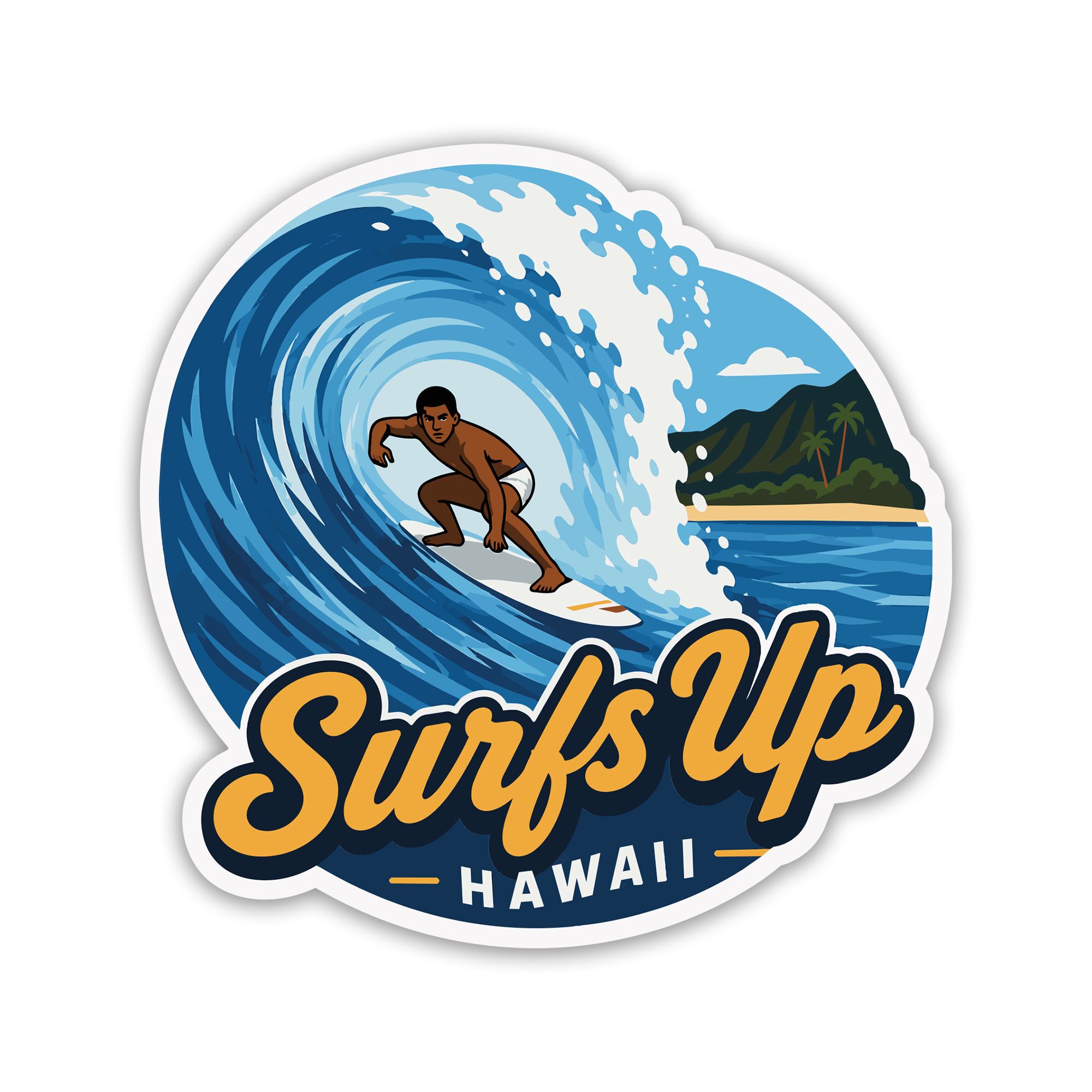 Hawaii sticker of Dude Surfing