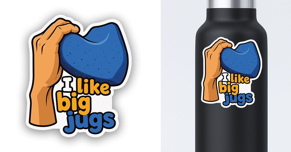 Rock Climbing Sticker I Love Big Jugs Preview