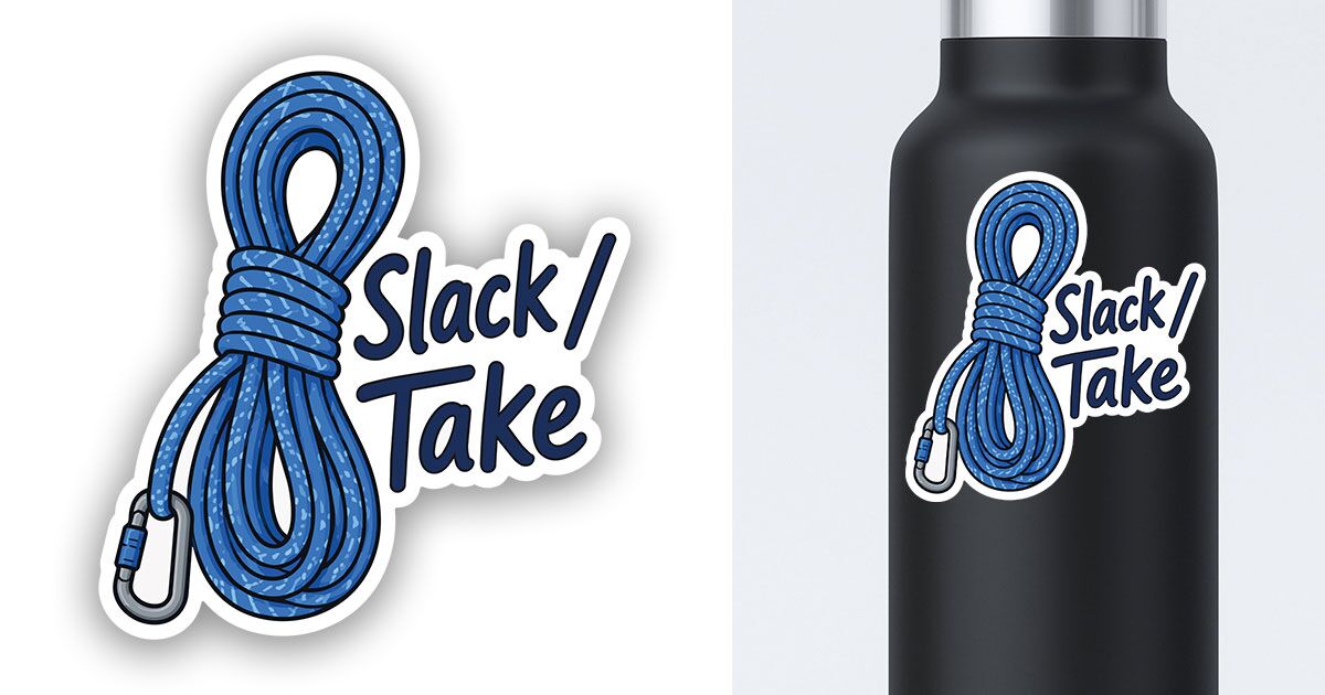 Rock Climbing Sticker Rope Take Slack Preview