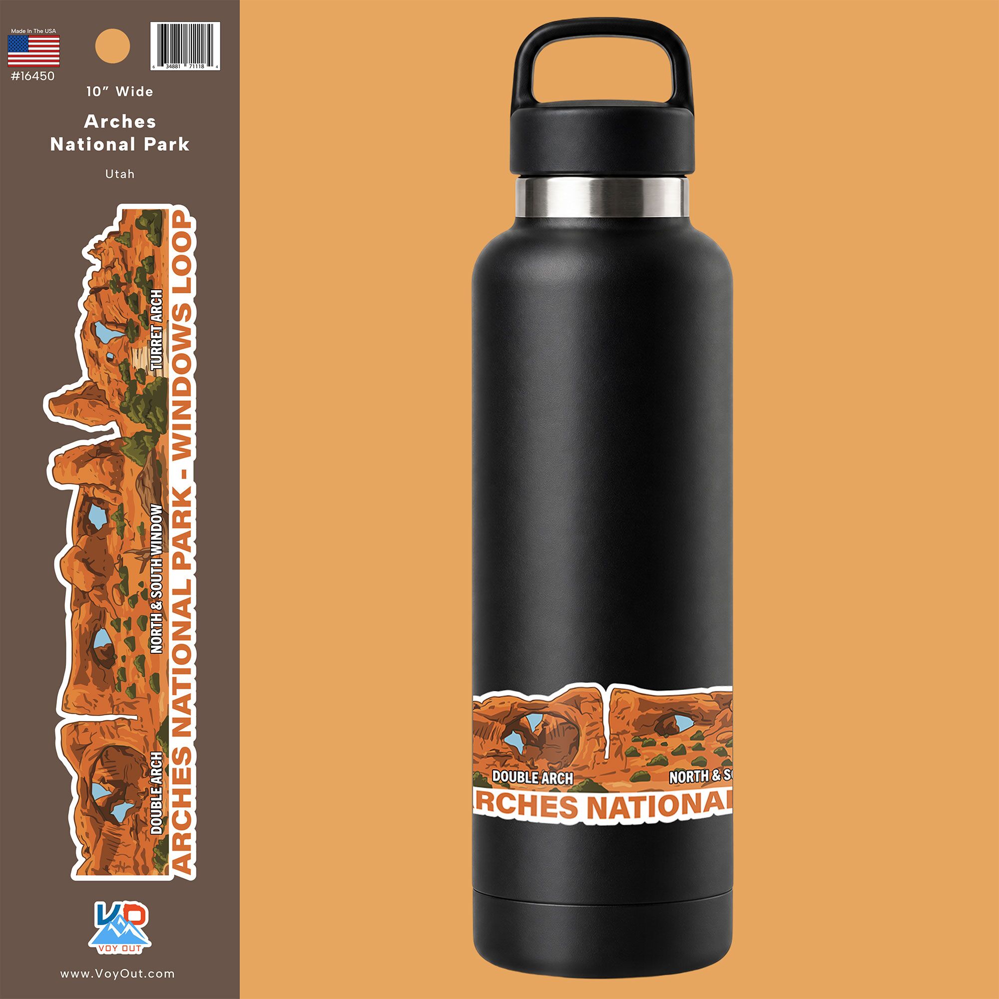 Arches National Park sticker wrap water bottle preview