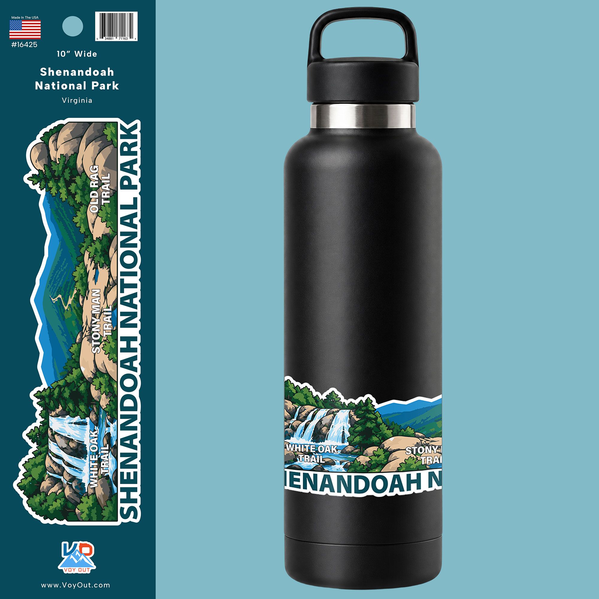 Shenandoah National Park Sticker Water Bottle Wrap Square