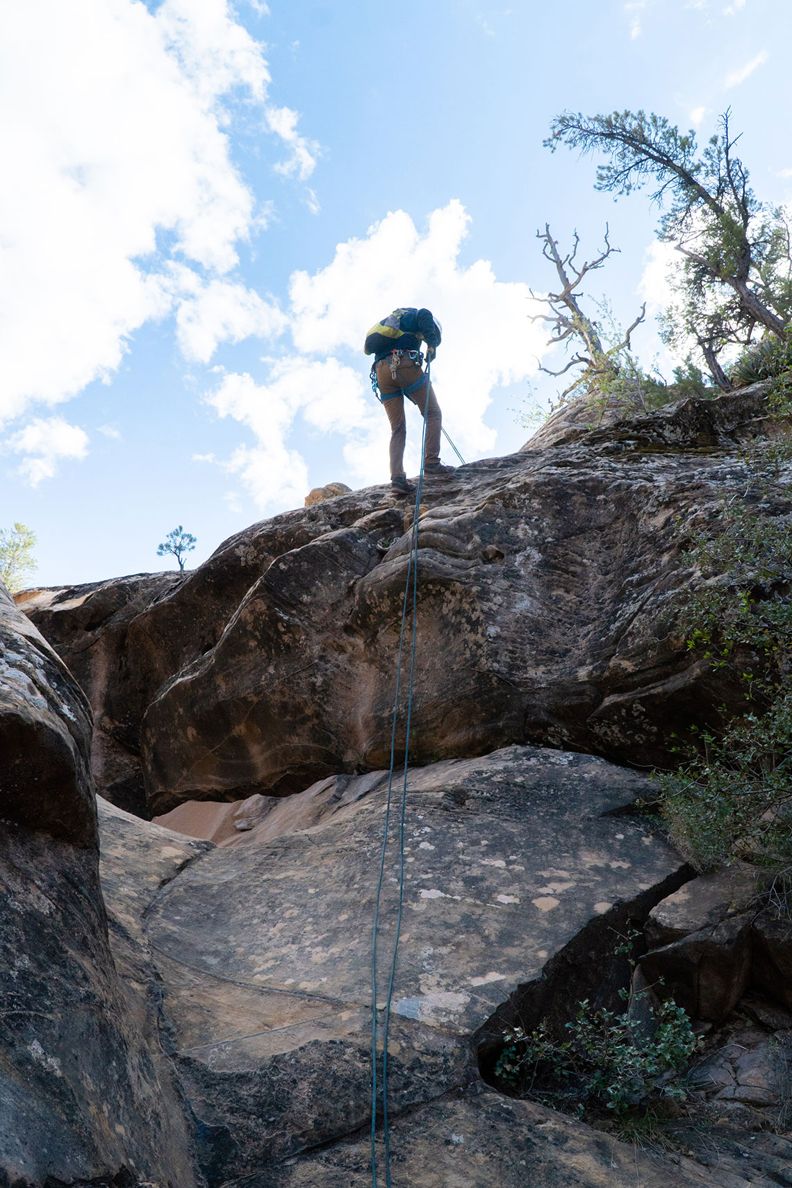 Bottom view of rappel 1 in Boltergeist Canyon