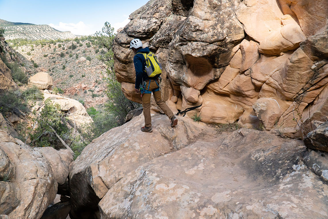 Approaching rappel 2 in Boltergeist Canyon