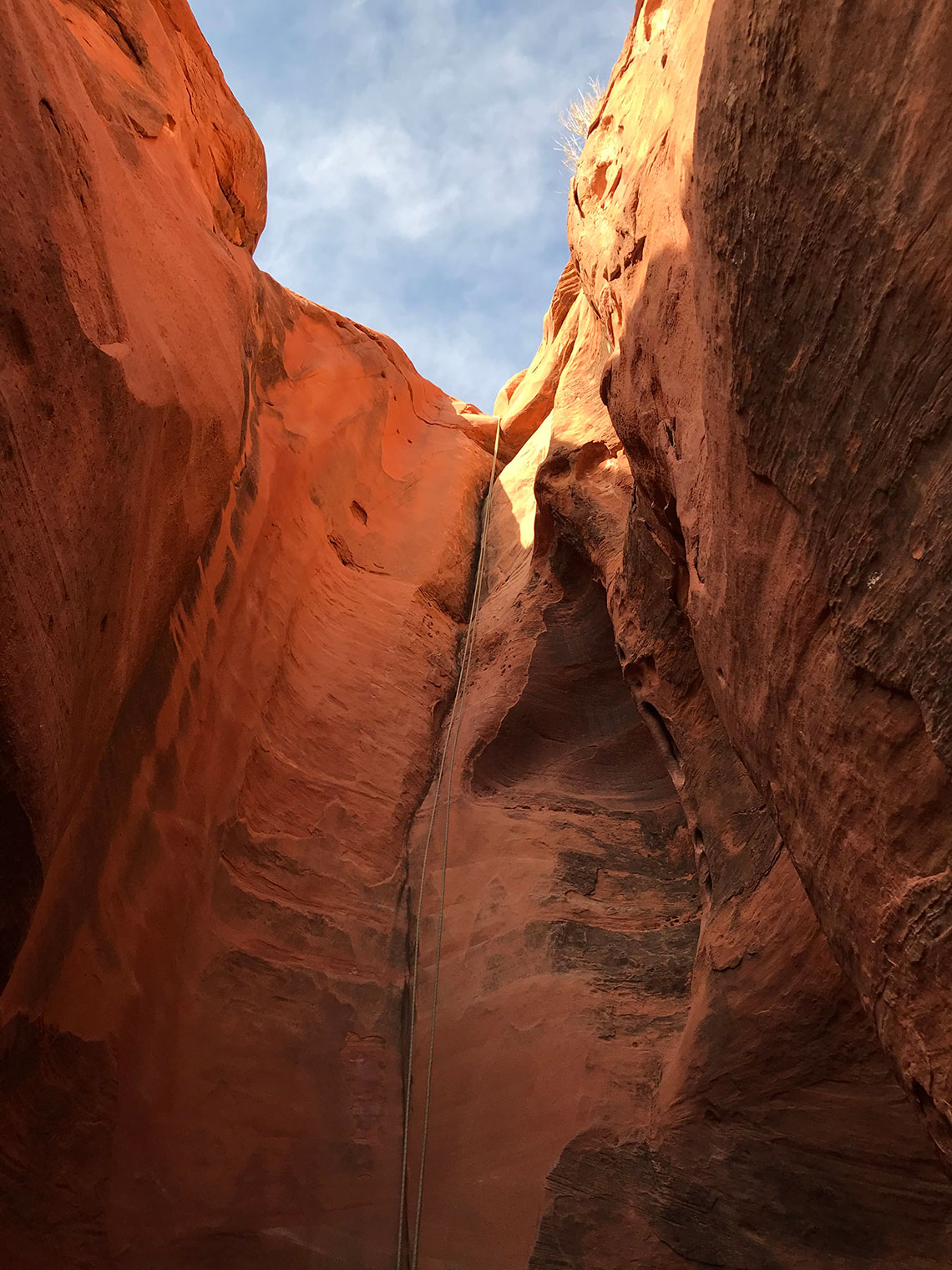 Rappel 1 in Morocco Canyon from the bottom