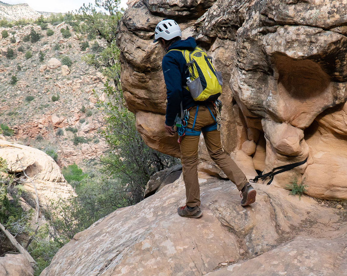 Anchor for rappel 2 in Boltergeist Canyon