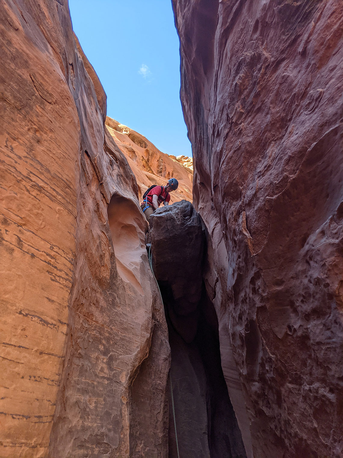 Bottom view of rappel 3 in Morocco Canyon