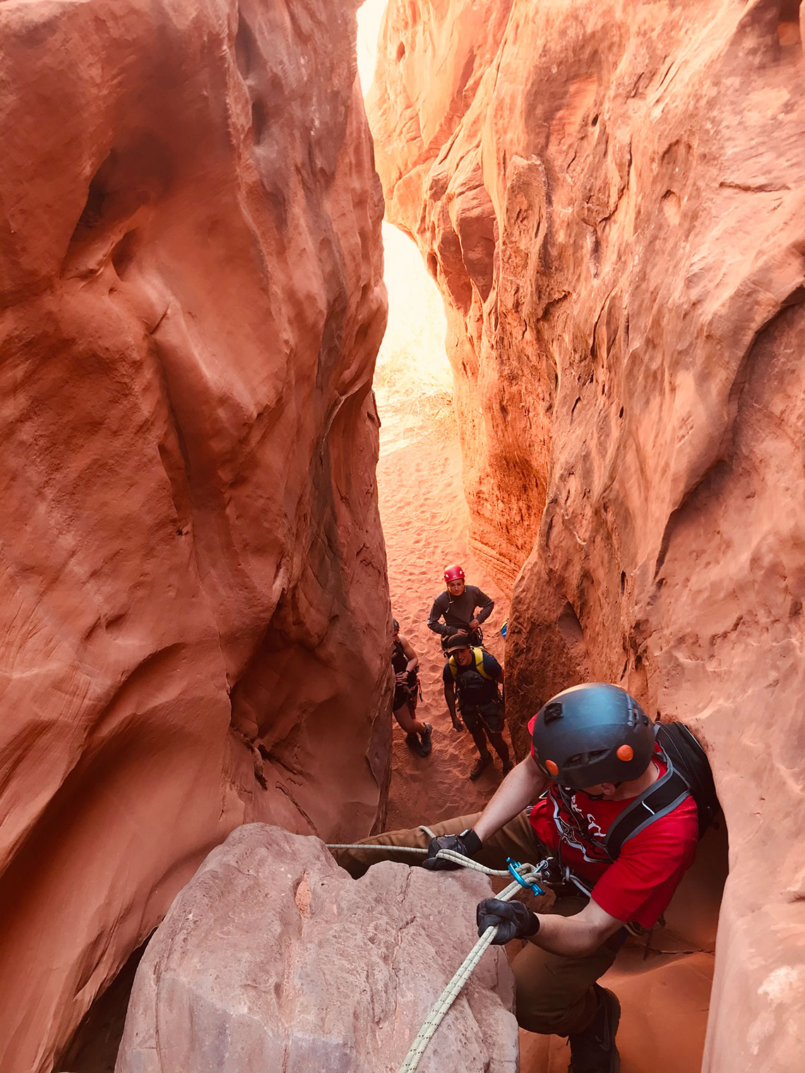 Rappel 3 top view in Morocco Canyon