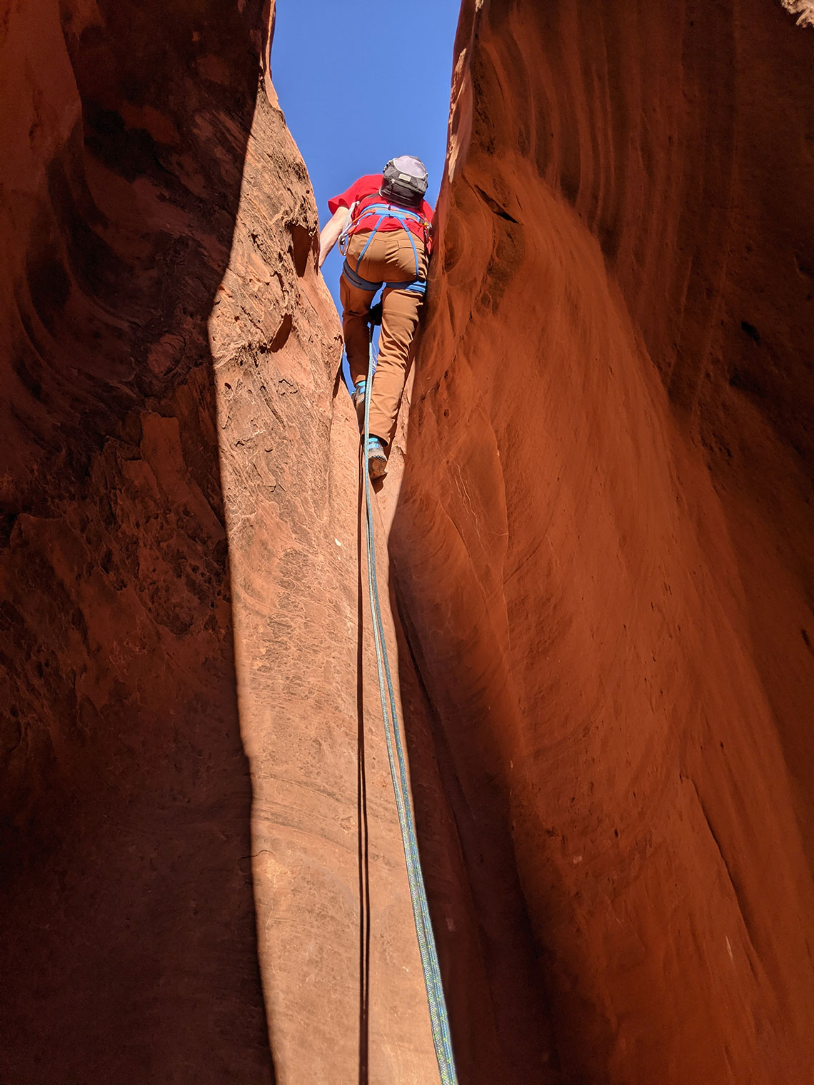 Bottom view of rappel 4 in Morocco Canyon