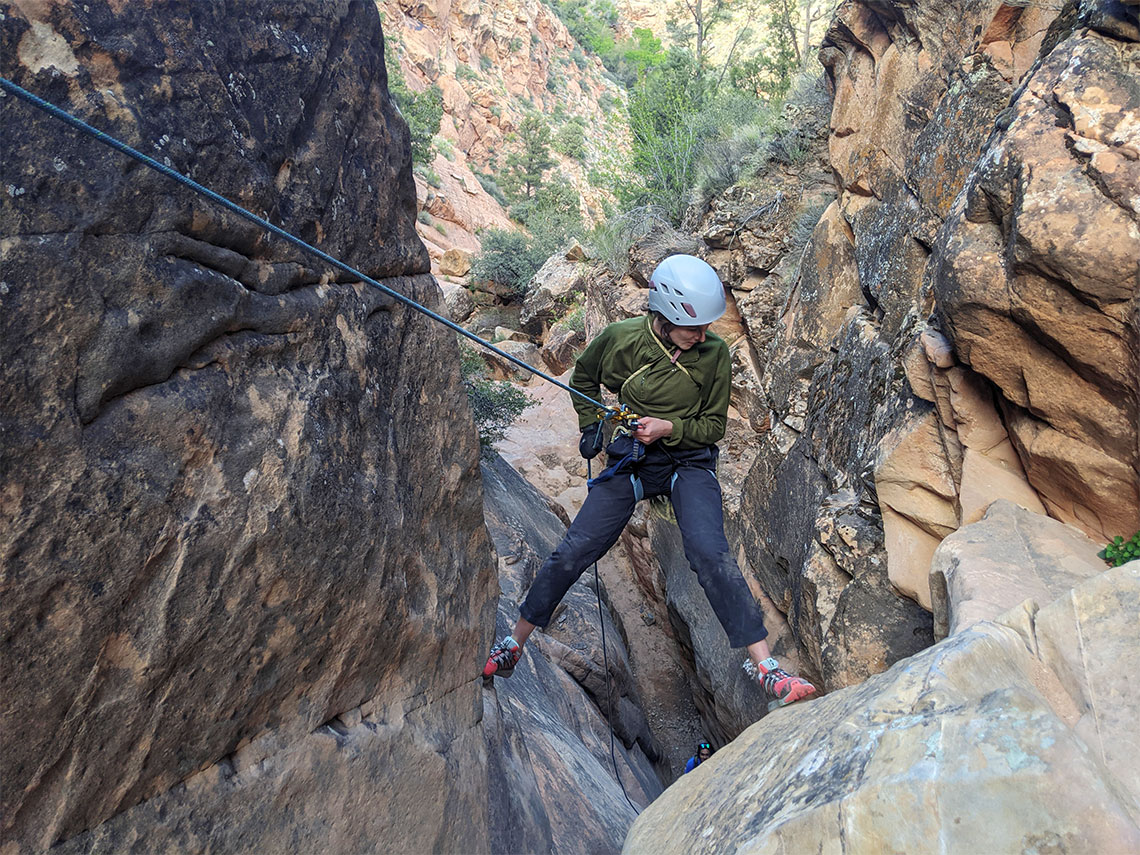 Top view of rappel 4 in Boltergeist Canyon