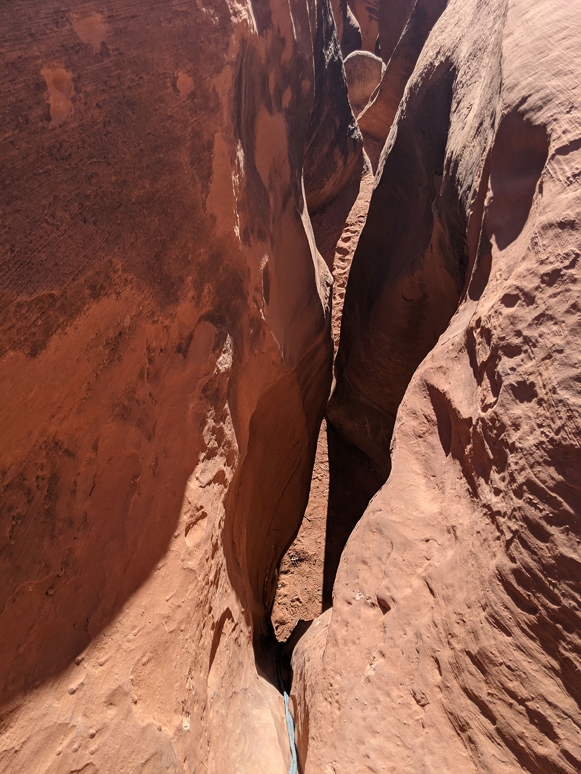 Top view of rappel 4 in Morocco Canyon