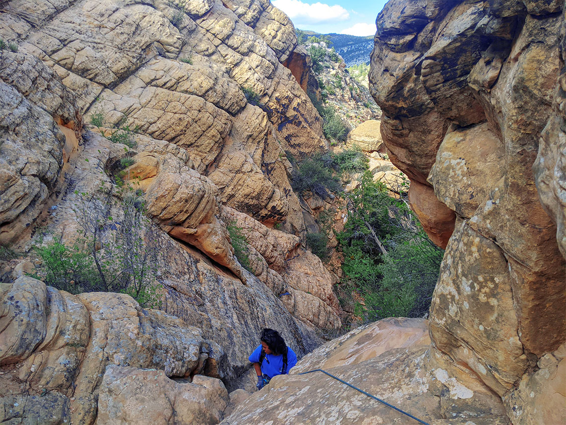 Top of rappel 3 in Boltergeist Canyon