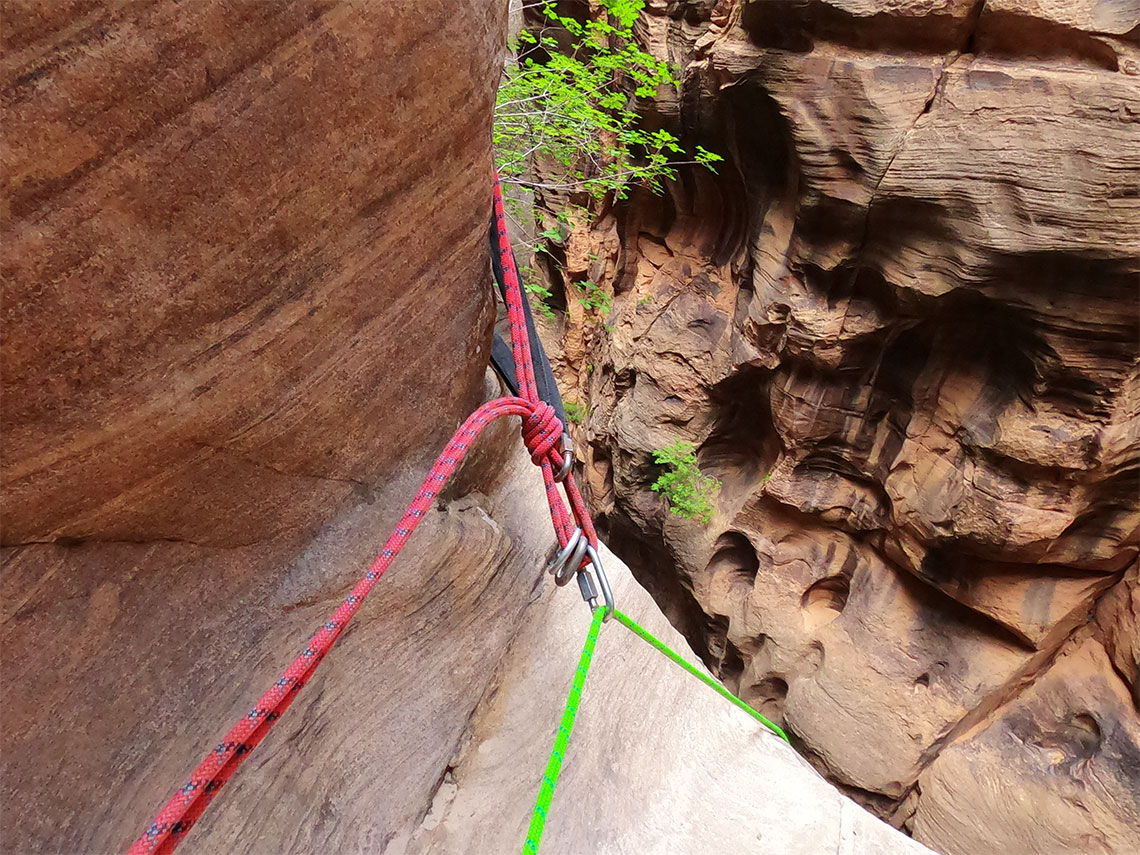 Bolted anchor for the last rap in Imlay Canyon