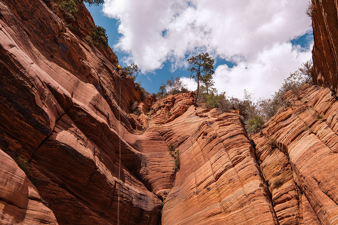 Looking up rappel 4 in Water Canyon