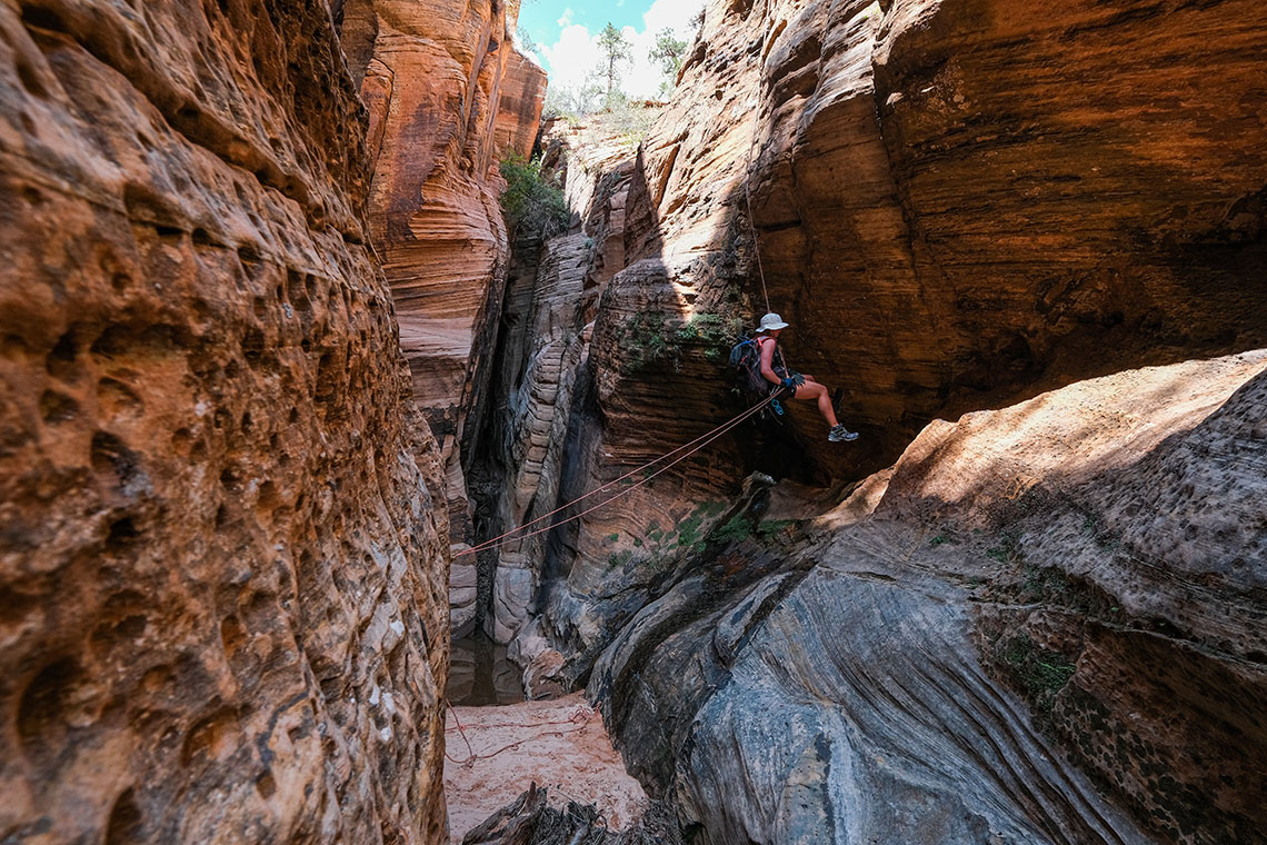 Descending rappel 8 in Water Canyon