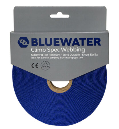 BlueWater 1 climb spec tubular webbing blue