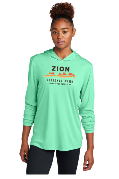 Zion National Park Sun Hoodie Court of the Patriarchs Seafoam Women's