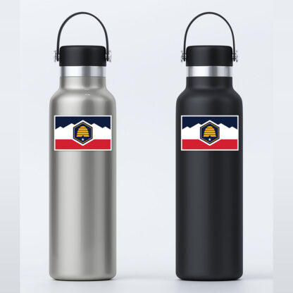 Utah Flag Sticker on water bottle