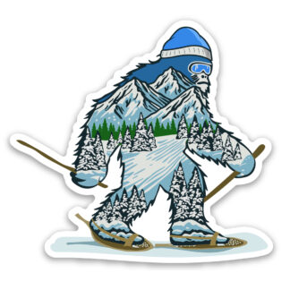 Bigfoot sticker snowshoeing