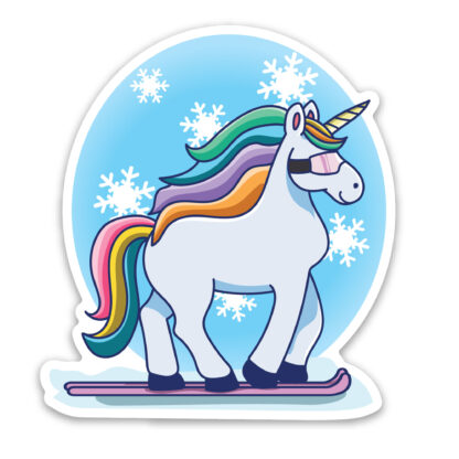 Unicorn Sticker Skiing